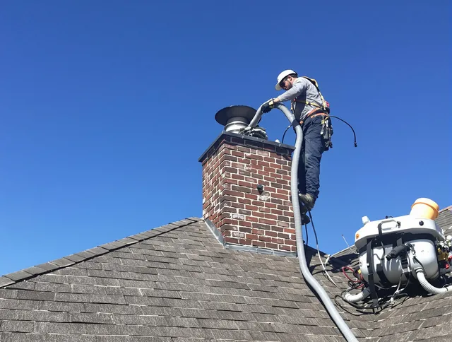 Dedicated Richmond Heights Chimney Sweep team member cleaning a chimney in Richmond Heights, OH