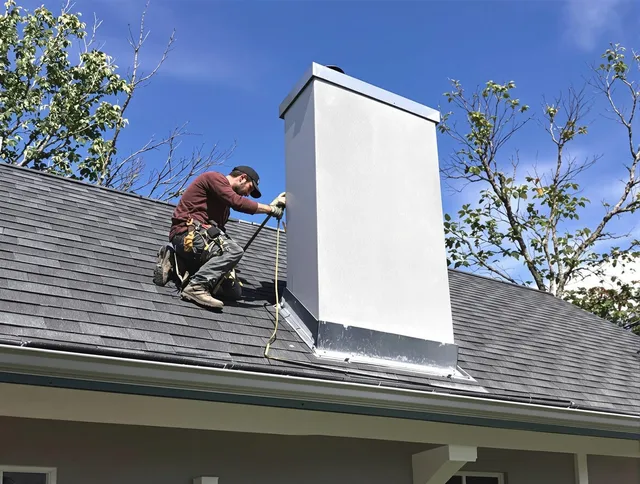 Richmond Heights Chimney Sweep team member finishing chimney construction in Richmond Heights, OH
