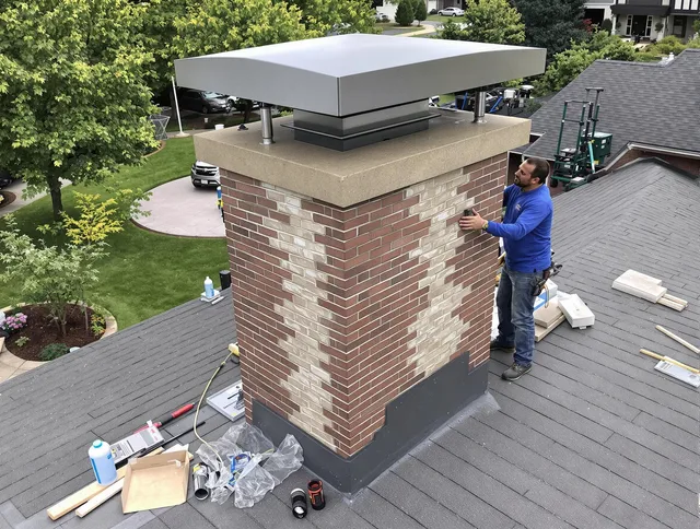 Richmond Heights Chimney Sweep team working on a custom chimney remodel in Richmond Heights, OH