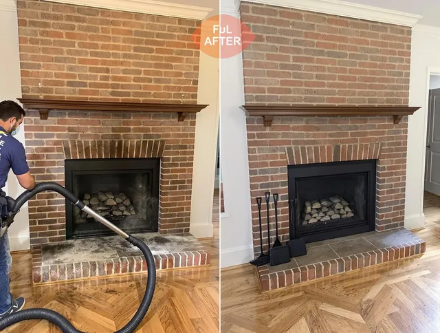 Richmond Heights Chimney Sweep carefully sanitizing a fireplace in Richmond Heights, OH