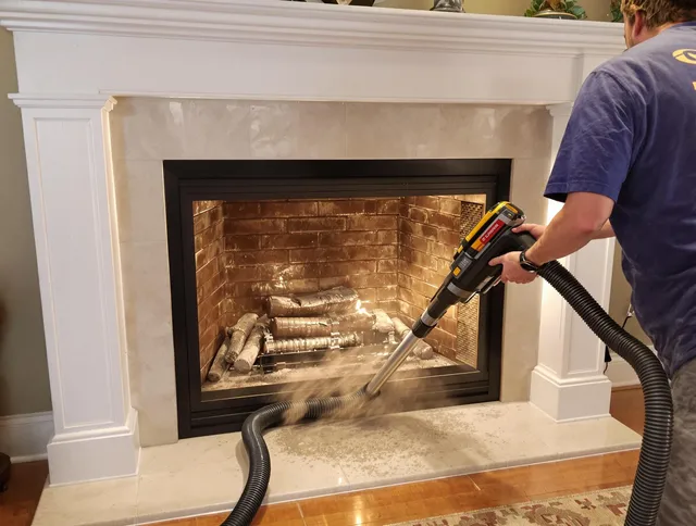 Fireplace cleaning performed by Richmond Heights Chimney Sweep in Richmond Heights, OH